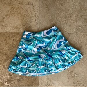 Tennis skirt with shorts Blue & White Patterned pickle ball athletic pucci -ish